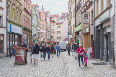 Tourists Walking Through Historic Downtown in Jelenia Gora, Poland