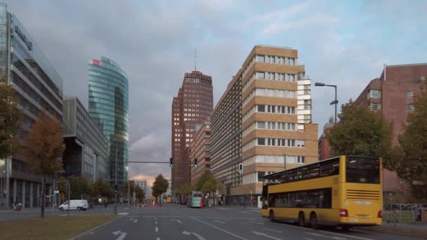 Slow Motion of A BVG Bus Near Potsdamer Platz In Berlin, Germany In Autumn — 비디오