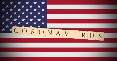 Coronavirus 'un bayrak üzerindeki harfi, 3 boyutlu illüstrasyon