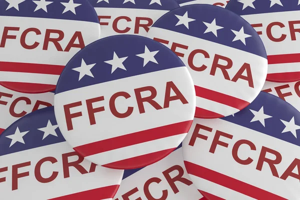 FFCRA Düğmeleri Yığını ABD Bayrağı, 3D illüstrasyon