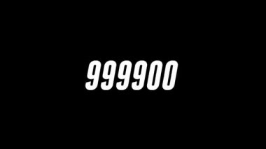 Siyah arkaplanda 999900-1000.000 beyaz atlama sembolü. Düz dizayn bir milyon tıklanma sayısına ulaştı. 4k dijital video.