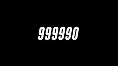 Siyah arkaplanda 999900-1000.000 beyaz atlama sembolü. Düz dizayn bir milyon tıklanma sayısına ulaştı. 4k dijital video.