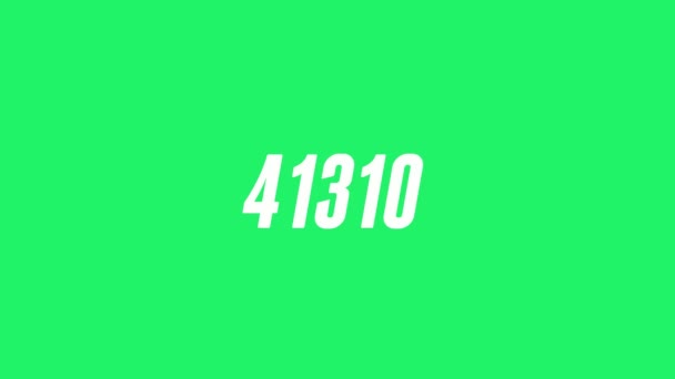 Анімований Лічильник 100000 Білих Стрибків Символів Зеленому Фоні Плоский Дизайн — стокове відео