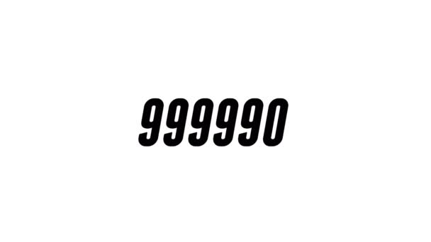 Animated Counter 999900 1000000 Black Jumping Symbols White Background Flat — ストック動画