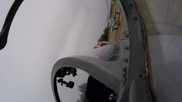 Cabina Del Avión Combate Cierra Vista Interior Cabina Salpicadero Cerca — Vídeos de Stock