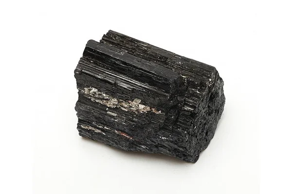 Cristal Mineral Cru Natural Turmalina Preta Witch Stone Close Isolado — Fotografia de Stock