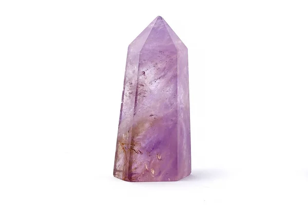 Natural Facetado Violeta Cristal Mineral Bruto Ametista Close Isolado Sobre — Fotografia de Stock