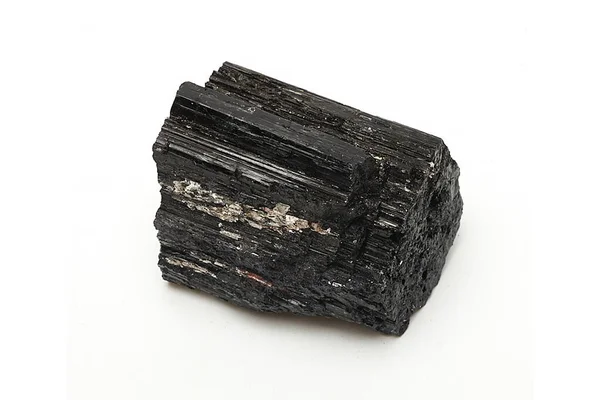 Natural Raw Mineral Crystal Black Tourmaline Witch Stone Close Isolated Royalty Free Stock Images