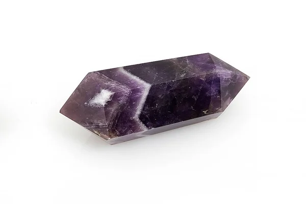 Natural Violet Two Headed Raw Mineral Crystal Amethyst Close Isolated Stock Picture