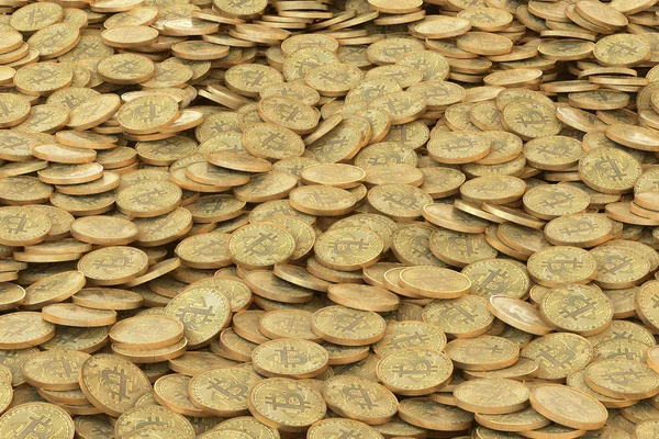 Pile de Bitcoins d'or pièces fond — Photo