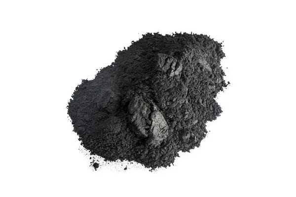 Activated charcoal powder shot with macro lens — Stock Photo, Image