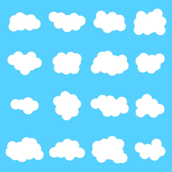 Ikona chmury wektor zestaw kolor biały na niebieskim tle. — Wektor stockowy