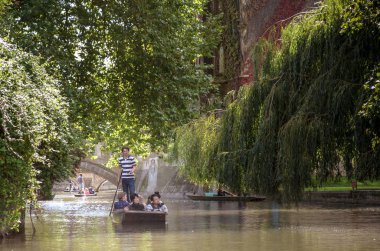 Cambridge, İngiltere - 22 Temmuz 2015: yaz aylarında nehir Cam topa vurma. Orada çok sayıda şirket bulunmaktadır ve Cam işletim turlar ve tüm ziyaretçiler için işe alma