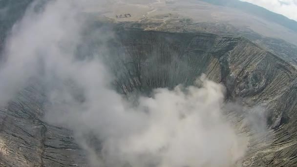 Crater of Bromo vocalno, East Java, Indonesia, Aerial view — Stock Video