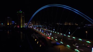 Astana, Kazakistan. Köprü ve Nehri Ishim havadan görünümü