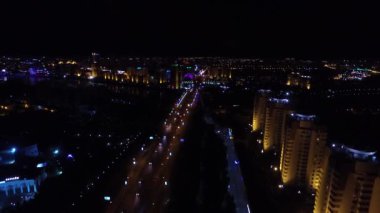 Astana, Kazakistan. Köprü ve Nehri Ishim havadan görünümü