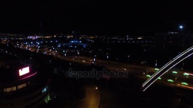 Astana, Kazakistan. Köprü ve Nehri Ishim havadan görünümü