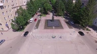 Oktyabrsky city, havadan görünümü. Yüksek noktasına Lenin