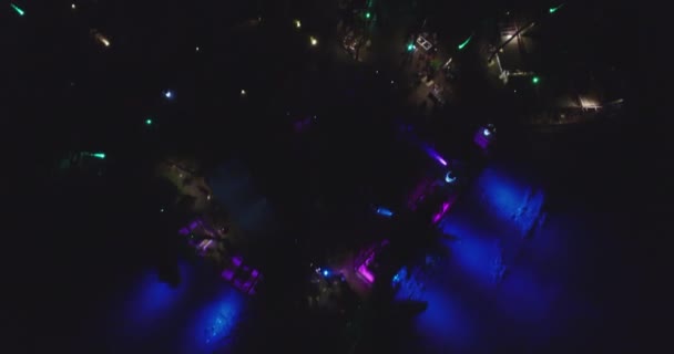 Party on club in Goa, India. Aerial view. Night — Stock Video