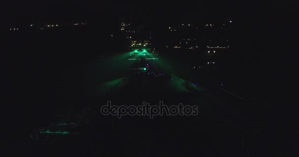 Party på club i Goa, Indien. Flygfoto. Natt — Stockvideo