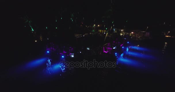 Party on club in Goa, India. Aerial view. Night — Stock Video