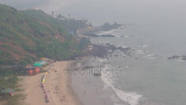 Paragliding over the mountains and the ocean near the beach Kalach — Stock Video