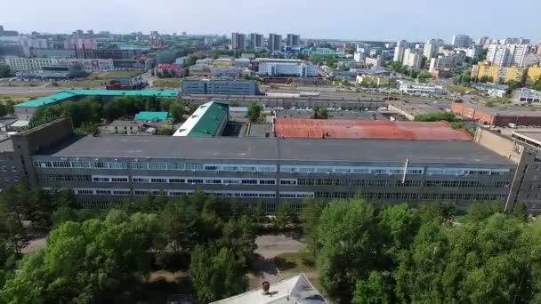 Aerial view of city Ufa from plant — Stock Video