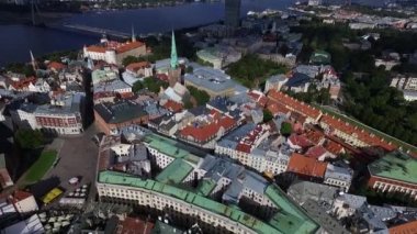 Riga, Letonya - Eylül 2016: Hava panoramik oldtown üzerinde
