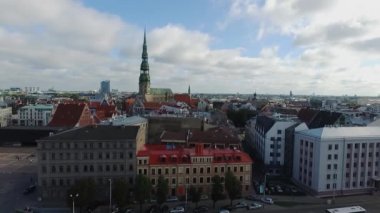 Riga, Letonya - Eylül 2016: Hava panoramik oldtown üzerinde