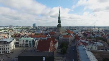 Riga, Letonya - Eylül 2016: Hava panoramik oldtown üzerinde