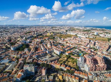 Havadan görünümü eski Lizbon şehir şehir