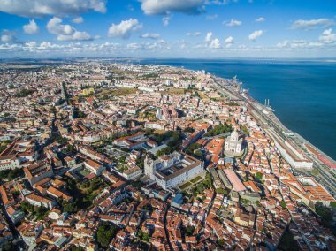 Havadan görünümü eski Lizbon şehir şehir