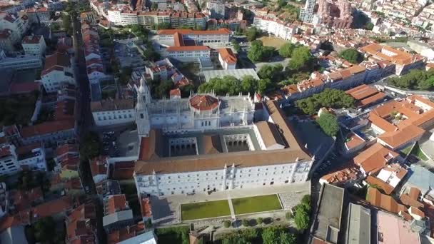 Vista aérea cidade velha de Lisboa cidade — Vídeo de Stock