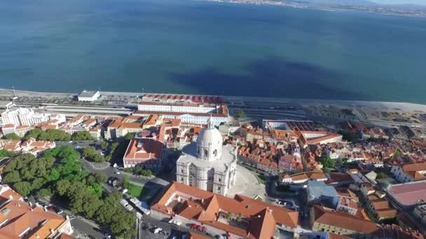 Lotu ptaka widok stare miasto centrum Lizbony — Wideo stockowe