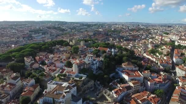 Vista aérea casco antiguo de la ciudad de Lisboa — Vídeos de Stock
