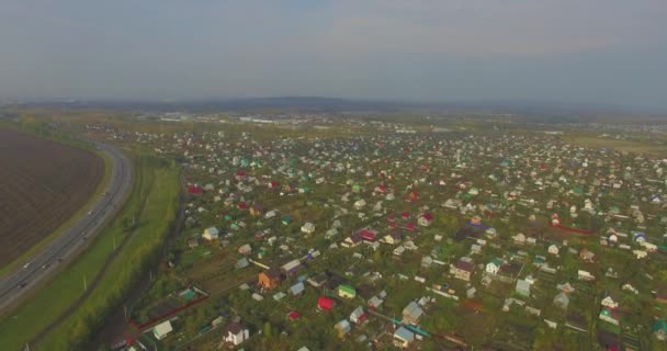 Sonbahar Rus kırsalında havadan görünümü — Stok video