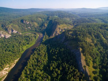 Kapova Mağarası, Shulgan tash doğa rezerv, Başkurdistan, Rusya Federasyonu. Havadan görünümü