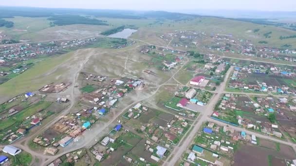 Vista aérea del campo ruso en otoño. Pueblo de Temyasovo — Vídeos de Stock