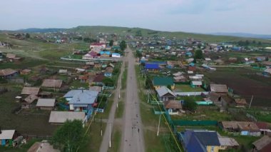 Sonbahar Rus kırsalında hava görünümünü. Temyasovo Köyü