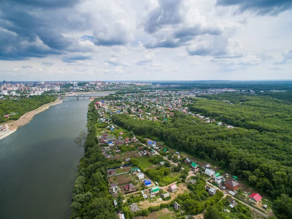 Aerial over the cultural center of Ufa — Stock Photo, Image