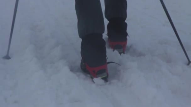 Homem solteiro sobe o Monte Elbrus — Vídeo de Stock