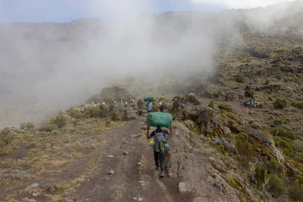 Machame 경로 위스키에 킬리만자로에 추적 — 스톡 사진