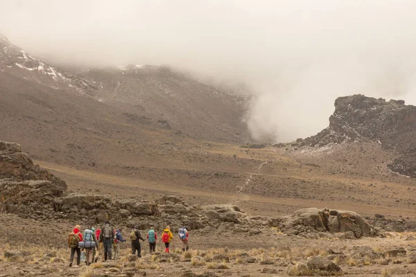 Відстеження на Кіліманджаро на віскі Machame маршрут. 3 день — стокове фото