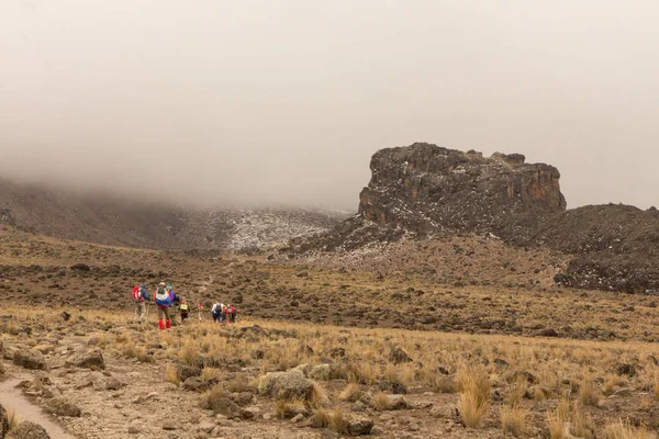 Track on Kilimanjaro on the Machame Route Whiskey. 3 day — Stock Photo, Image