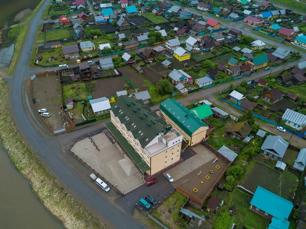 Luftaufnahme der russischen Landschaft bei Regen — Stockfoto