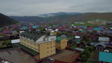 Yağmurlu havalarda Rus kırsal havadan görünümü