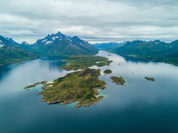 Aerial view mountain landscapes on the Norwegian Sea — Stock Photo, Image