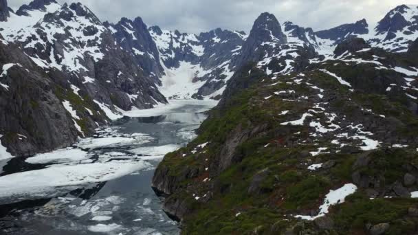 The lake near of Trollfjord in the Lofoten Islands, Norway — Stock Video