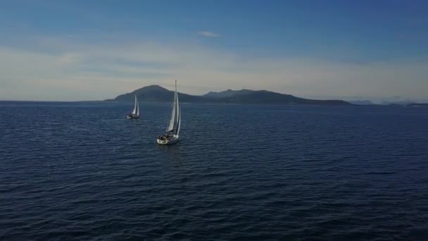 Flygfoto av sailing yacht i Norge — Stockvideo