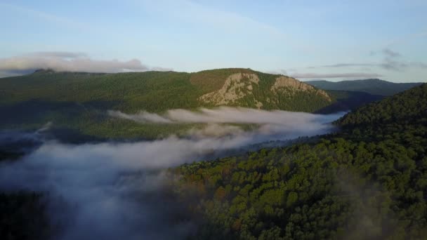 Sunset in the Ural mountains in Karatash ridge. Flying by drone — Stock Video